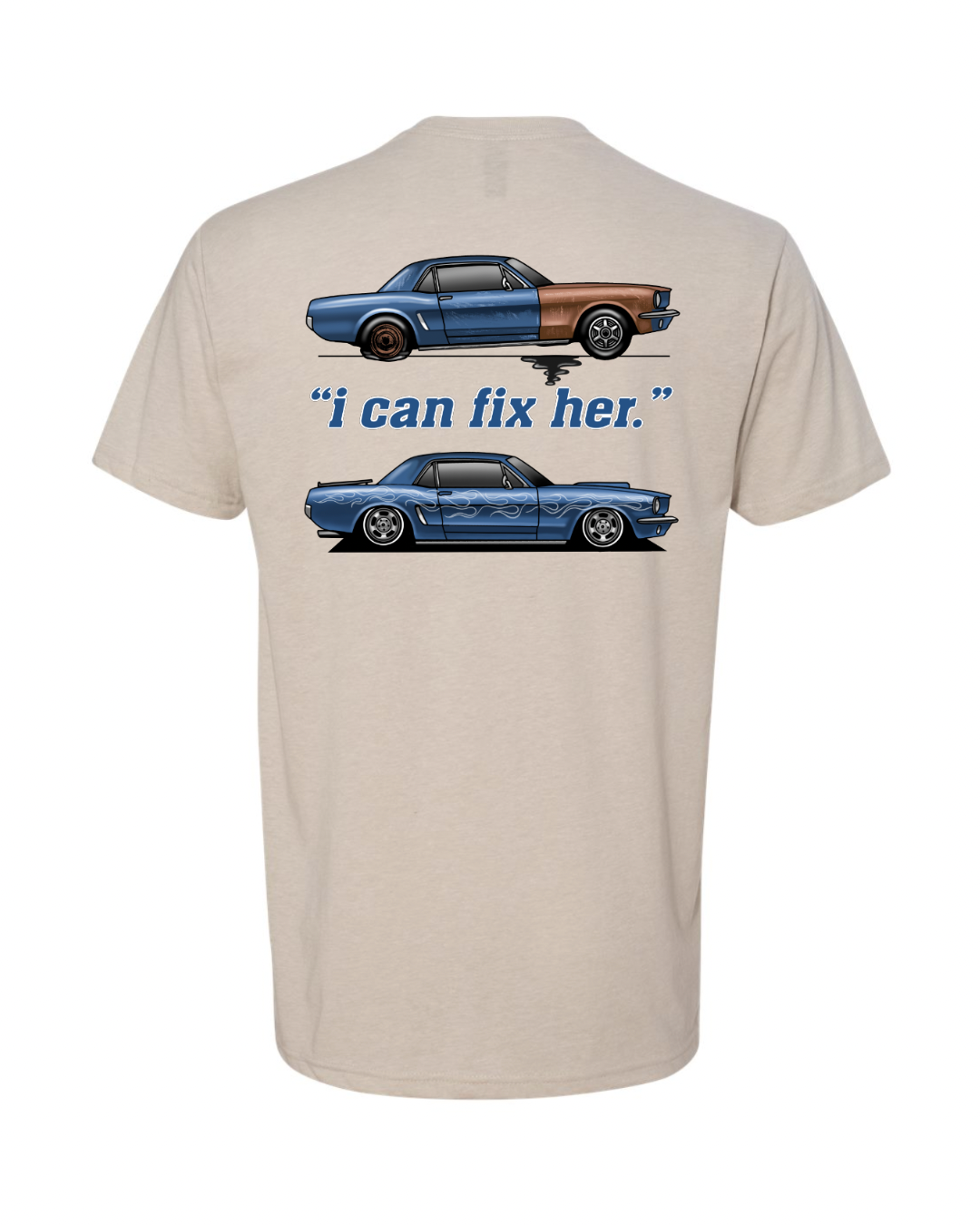 "I Can Fix Her" Blueberry Mustang Tee
