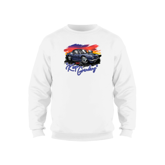 "Keep Grinding" Retro Blueberry Crewneck Sweatshirt