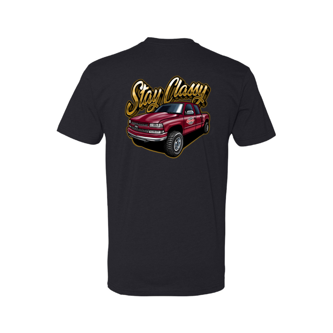 "STAY CLASSY" Ron Burgundy Tee (Black / Burgundy)