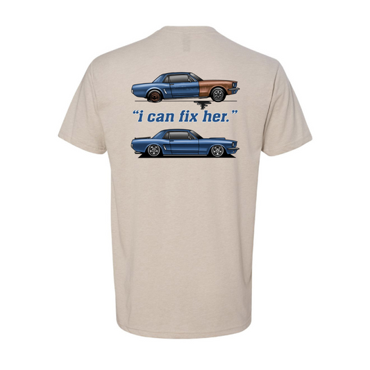 "I Can Fix Her" Blueberry Mustang Tee