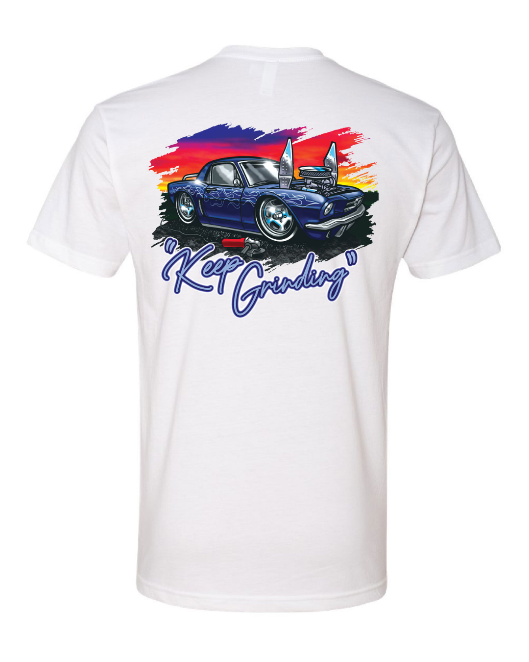 “Keep Grinding” Retro Blueberry T-Shirt