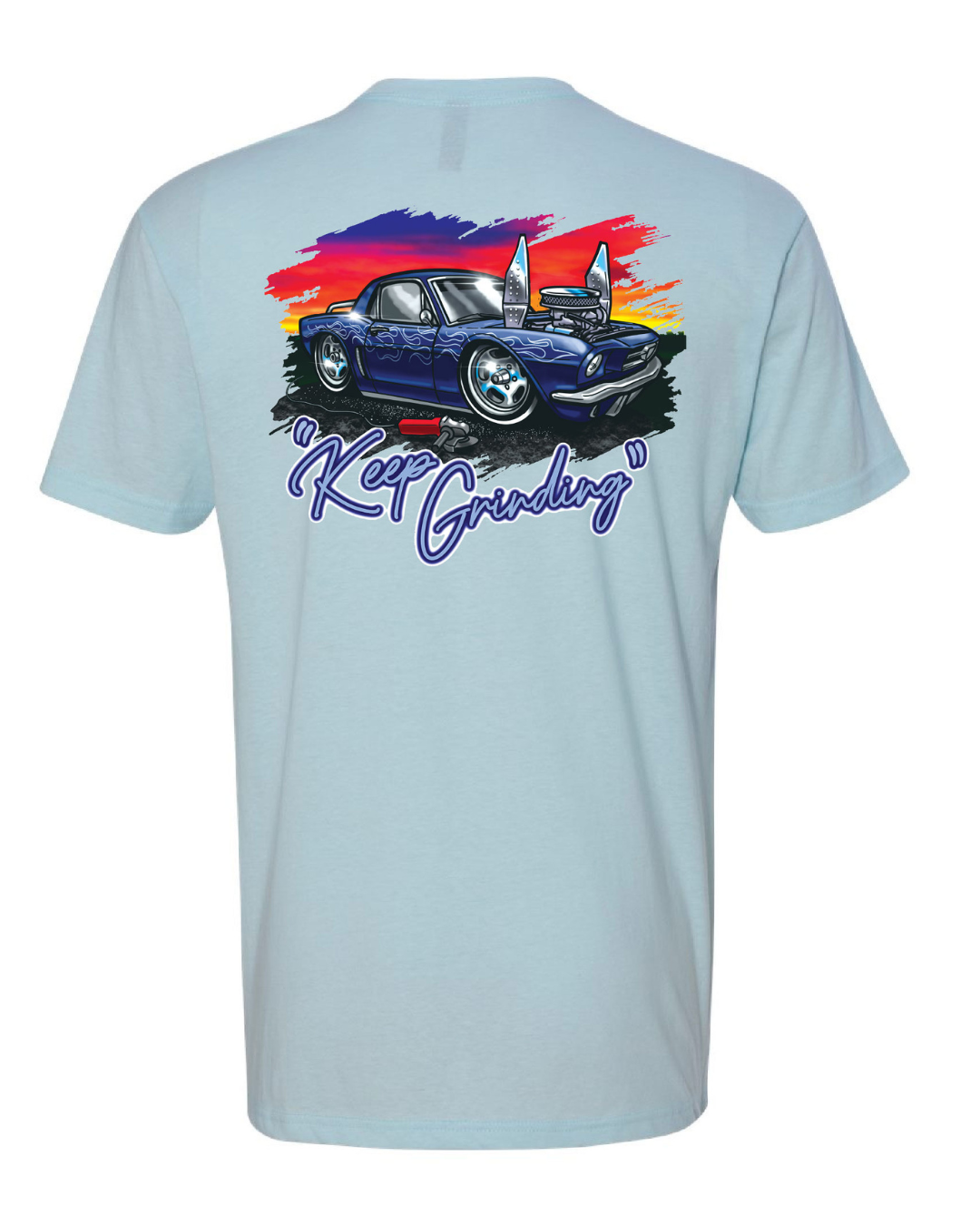“Keep Grinding” Retro Blueberry T-Shirt