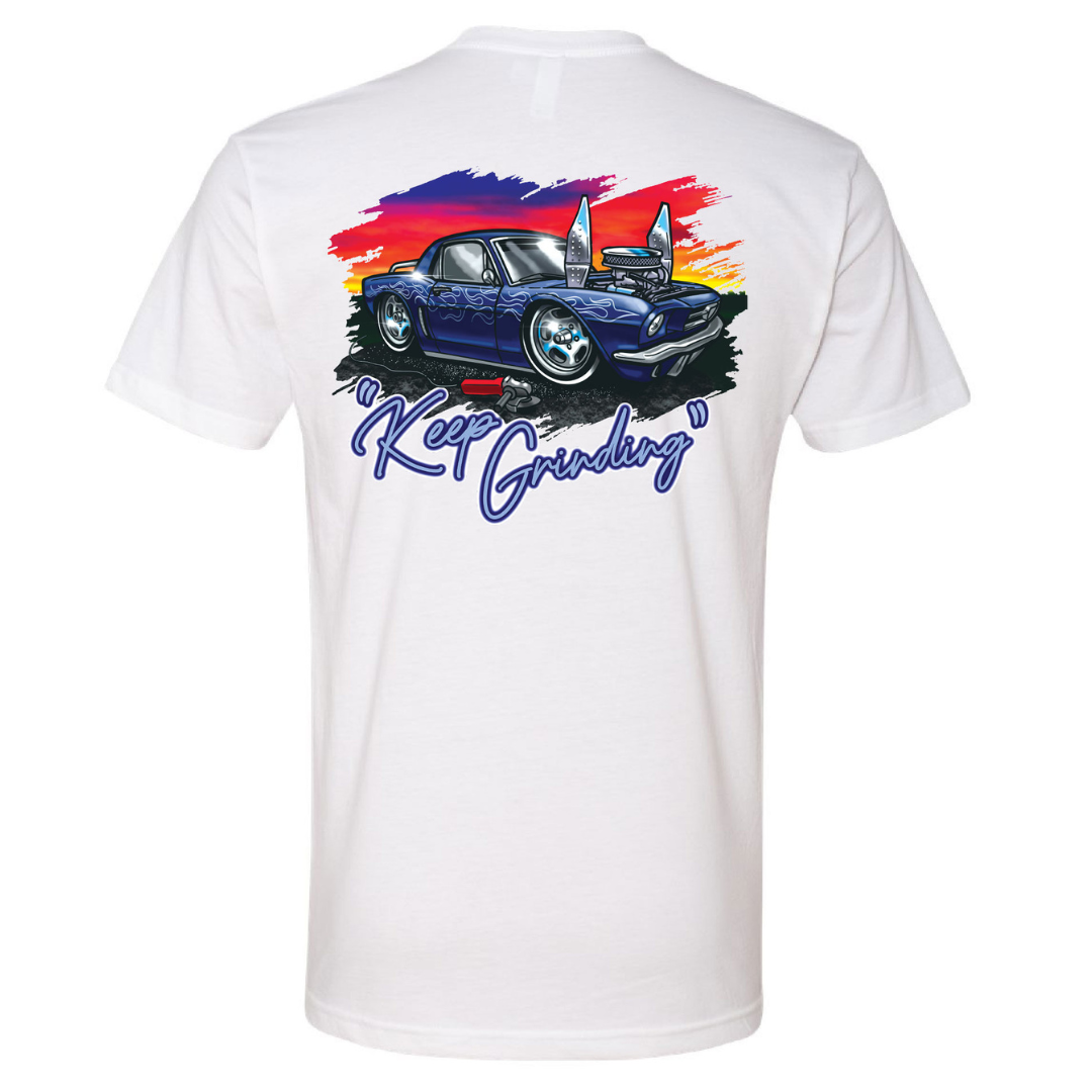 “Keep Grinding” Retro Blueberry T-Shirt
