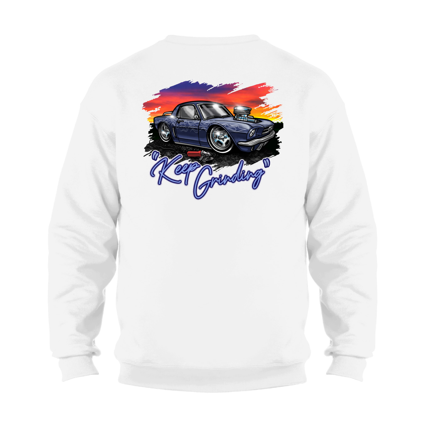 "Keep Grinding" Retro Blueberry Crewneck Sweatshirt